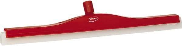 Vikan - 24" Foam Rubber Blade Floor Squeegee - Double Edge, Red, Plastic Holder - Eagle Tool & Supply