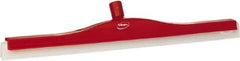 Vikan - 24" Foam Rubber Blade Floor Squeegee - Double Edge, Red, Plastic Holder - Eagle Tool & Supply