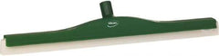 Vikan - 24" Foam Rubber Blade Floor Squeegee - Double Edge, Green, Plastic Holder - Eagle Tool & Supply