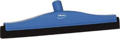 Vikan - 16" Foam Rubber Blade Bench Squeegee - Double Edge, Blue, Plastic Holder - Eagle Tool & Supply