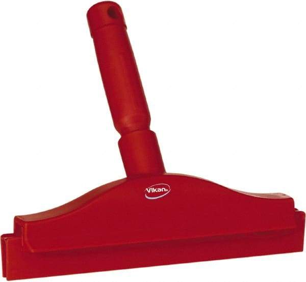 Vikan - 10" Rubber Blade Floor Squeegee - Double Edge, Red, Plastic Holder - Eagle Tool & Supply