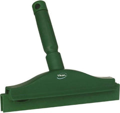 Vikan - 10" Rubber Blade Floor Squeegee - Double Edge, Green, Plastic Holder - Eagle Tool & Supply