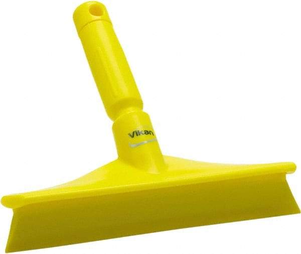 Vikan - 9.84" Rubber Blade Bench Squeegee - Single Edge, Yellow, Plastic Holder - Eagle Tool & Supply