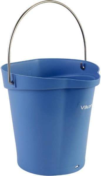 Vikan - 1-1/2 Gal, Polypropylene Round Blue Single Pail with Pour Spout - Handle Included - Eagle Tool & Supply