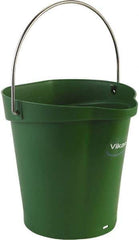 Vikan - 1-1/2 Gal, Polypropylene Round Green Single Pail with Pour Spout - Handle Included - Eagle Tool & Supply