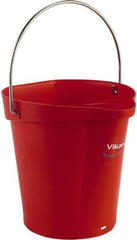 Vikan - 1-1/2 Gal, Polypropylene Round Red Single Pail with Pour Spout - Handle Included - Eagle Tool & Supply