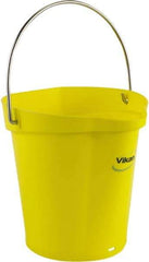 Vikan - 1-1/2 Gal, Polypropylene Round Yellow Single Pail with Pour Spout - Handle Included - Eagle Tool & Supply