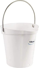 Vikan - 1-1/2 Gal, Polypropylene Round White Single Pail with Pour Spout - Handle Included - Eagle Tool & Supply