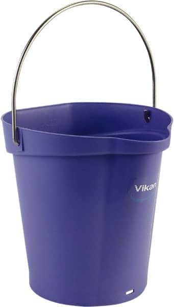 Vikan - 1-1/2 Gal, Polypropylene Round Purple Single Pail with Pour Spout - Handle Included - Eagle Tool & Supply