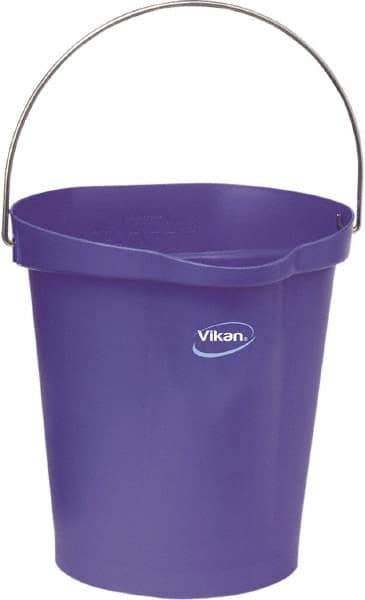 Vikan - 3 Gal, Polypropylene Round Purple Single Pail with Pour Spout - Handle Included - Eagle Tool & Supply