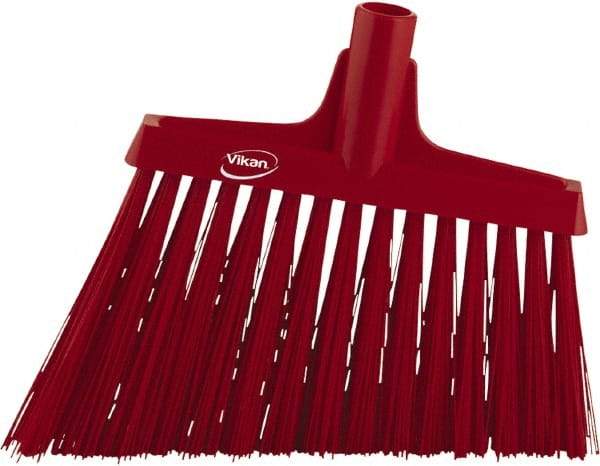 Vikan - 9-1/2" Wide, Red Synthetic Bristles, Angled Broom - Eagle Tool & Supply