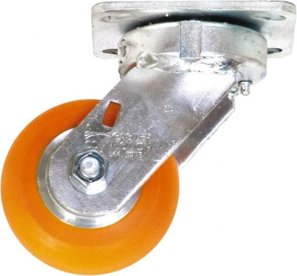 Caster Connection - 4" Diam x 2" Wide x 5-5/8" OAH Top Plate Mount Swivel Caster - Polyurethane on Aluminum, 700 Lb Capacity, Sealed Precision Ball Bearing, 4 x 4-1/2" Plate - Eagle Tool & Supply