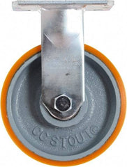 Caster Connection - 6" Diam x 2" Wide x 7-1/2" OAH Top Plate Mount Rigid Caster - Polyurethane on Iron, 1,250 Lb Capacity, Sealed Precision Ball Bearing, 4 x 4-1/2" Plate - Eagle Tool & Supply