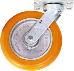 Caster Connection - 10" Diam x 2" Wide x 12" OAH Top Plate Mount Swivel Caster - Polyurethane on Aluminum, 1,500 Lb Capacity, Sealed Precision Ball Bearing, 4-1/2 x 6-1/4" Plate - Eagle Tool & Supply