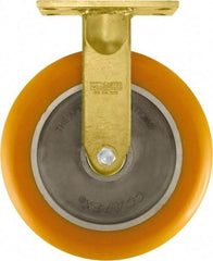 Caster Connection - 10" Diam x 2" Wide x 12" OAH Top Plate Mount Rigid Caster - Polyurethane on Aluminum, 1,500 Lb Capacity, Sealed Precision Ball Bearing, 4-1/2 x 6-1/4" Plate - Eagle Tool & Supply