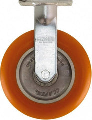 Caster Connection - 8" Diam x 2" Wide x 10-1/8" OAH Top Plate Mount Rigid Caster - Polyurethane on Aluminum, 1,200 Lb Capacity, Sealed Precision Ball Bearing, 4 x 4-1/2" Plate - Eagle Tool & Supply