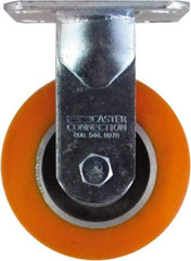 Caster Connection - 5" Diam x 2" Wide x 6-1/2" OAH Top Plate Mount Rigid Caster - Polyurethane on Aluminum, 750 Lb Capacity, Sealed Precision Ball Bearing, 4 x 4-1/2" Plate - Eagle Tool & Supply