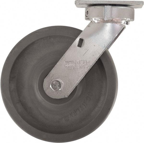 Caster Connection - 8" Diam x 2" Wide x 9-1/2" OAH Top Plate Mount Swivel Caster - High Grade Nylon, 2,000 Lb Capacity, Sealed Precision Ball Bearing, 4 x 4-1/2" Plate - Eagle Tool & Supply
