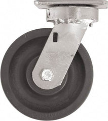 Caster Connection - 6" Diam x 2" Wide x 7-1/2" OAH Top Plate Mount Swivel Caster - High Grade Nylon, 1,500 Lb Capacity, Sealed Precision Ball Bearing, 4 x 4-1/2" Plate - Eagle Tool & Supply