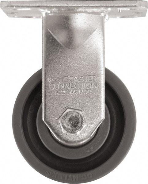 Caster Connection - 4" Diam x 2" Wide x 5-5/8" OAH Top Plate Mount Rigid Caster - High Grade Nylon, 1,000 Lb Capacity, Sealed Precision Ball Bearing, 4 x 4-1/2" Plate - Eagle Tool & Supply