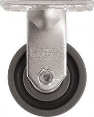 Caster Connection - 4" Diam x 2" Wide x 5-5/8" OAH Top Plate Mount Rigid Caster - High Grade Nylon, 1,000 Lb Capacity, Sealed Precision Ball Bearing, 4 x 4-1/2" Plate - Eagle Tool & Supply
