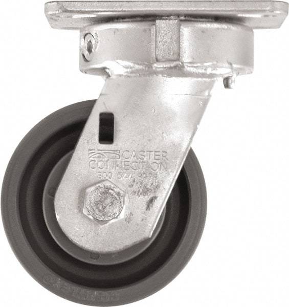 Caster Connection - 4" Diam x 2" Wide x 5-5/8" OAH Top Plate Mount Swivel Caster - High Grade Nylon, 1,000 Lb Capacity, Sealed Precision Ball Bearing, 4 x 4-1/2" Plate - Eagle Tool & Supply