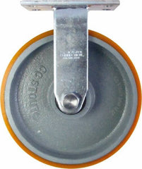 Caster Connection - 10" Diam x 3" Wide x 11-1/2" OAH Top Plate Mount Rigid Caster - Polyurethane on Iron, 2,750 Lb Capacity, Sealed Precision Ball Bearing, 4-1/2 x 6-1/4" Plate - Eagle Tool & Supply
