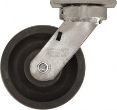 Caster Connection - 6" Diam x 2" Wide x 7-1/2" OAH Top Plate Mount Swivel Caster - High Grade Nylon, 1,500 Lb Capacity, Sealed Precision Ball Bearing, 4 x 4-1/2" Plate - Eagle Tool & Supply