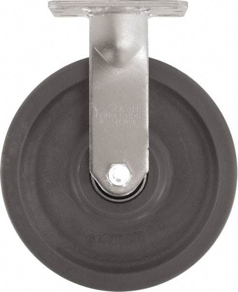 Caster Connection - 8" Diam x 2" Wide x 9-1/2" OAH Top Plate Mount Rigid Caster - High Grade Nylon, 2,000 Lb Capacity, Sealed Precision Ball Bearing, 4 x 4-1/2" Plate - Eagle Tool & Supply