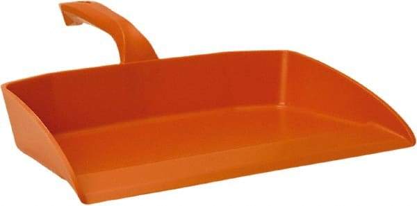 Vikan - 12-1/2" Wide Handheld Dustpan - Plastic Body, 4-1/2" Handle, Orange - Eagle Tool & Supply