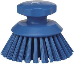 Vikan - 1-1/2" Bristle Length, Polyester Food Service Brush - 3-3/4" Long x 5" Wide Head, 5" OAL, Blue, Polypropylene Block - Eagle Tool & Supply