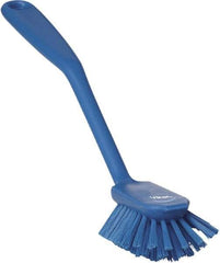 Vikan - 1" Bristle Length, Polyester Food Service Brush - 2-11/16" Long x 1" Wide Head, 10-1/2" OAL, Blue, Polypropylene Block - Eagle Tool & Supply