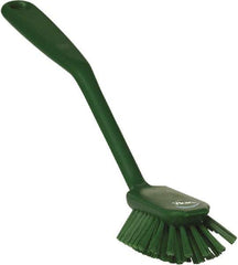 Vikan - 1" Bristle Length, Polyester Food Service Brush - 2-11/16" Long x 1" Wide Head, 10-1/2" OAL, Green, Polypropylene Block - Eagle Tool & Supply