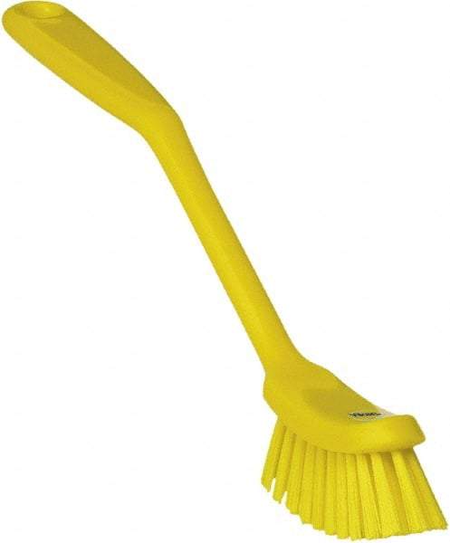 Vikan - 1" Bristle Length, Polyester Food Service Brush - 2-7/8" Long x 1" Wide Head, 11" OAL, Yellow, Polypropylene Block - Eagle Tool & Supply