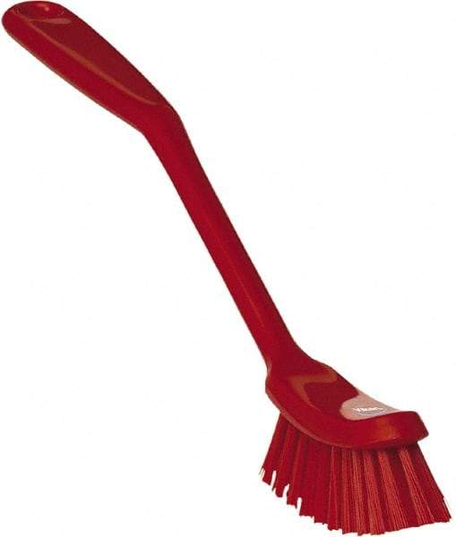 Vikan - 1" Bristle Length, Polyester Food Service Brush - 2-7/8" Long x 1" Wide Head, 11" OAL, Red, Polypropylene Block - Eagle Tool & Supply