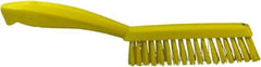 Vikan - 1.3" Bristle Length, Polyester Scrub Brush - 5-7/8" Long x 0.8" Wide Head, 11.2" OAL, Yellow, Polypropylene Block - Eagle Tool & Supply