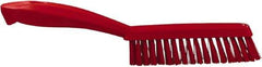 Vikan - 1.3" Bristle Length, Polyester Scrub Brush - 5-7/8" Long x 0.8" Wide Head, 11.2" OAL, Red, Polypropylene Block - Eagle Tool & Supply