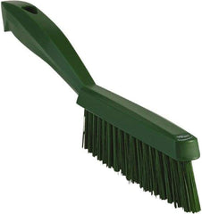 Vikan - 1.3" Bristle Length, Polyester Scrub Brush - 5-7/8" Long x 0.8" Wide Head, 11.2" OAL, Green, Polypropylene Block - Eagle Tool & Supply