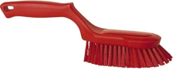 Vikan - 1-1/2" Bristle Length, Polyester Scrub Brush - 5-5/8" Long x 5" Wide Head, 13-1/2" OAL, Red, Polypropylene Block - Eagle Tool & Supply