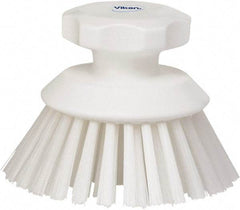 Vikan - 1-1/2" Bristle Length, Polyester Food Service Brush - 3-3/4" Long x 5" Wide Head, 5" OAL, White, Polypropylene Block - Eagle Tool & Supply