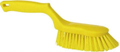 Vikan - 1-1/2" Bristle Length, Polyester Scrub Brush - 5-5/8" Long x 5" Wide Head, 13-1/2" OAL, Yellow, Polypropylene Block - Eagle Tool & Supply