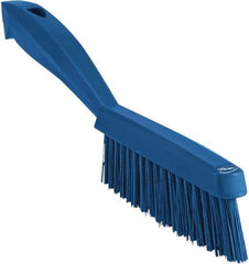 Vikan - 1.3" Bristle Length, Polyester Scrub Brush - 5-7/8" Long x 0.8" Wide Head, 11.2" OAL, Blue, Polypropylene Block - Eagle Tool & Supply