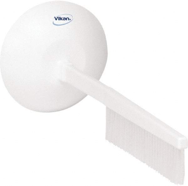 Vikan - 2-3/4" Bristle Length, Polyester Cleaning & Finishing Brush - 8" Long x 2-3/4" Wide Head, 20" OAL, White, Polypropylene Block - Eagle Tool & Supply