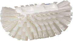 Vikan - 1-1/2" Bristle Length, Polyester Utility Scrub Brush - 5-1/2" Wide Head, 8" OAL, European Threaded Handle, White, Polypropylene Block - Eagle Tool & Supply