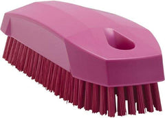 Vikan - 0.7" Bristle Length, Polyester Scrub Brush - 1-1/2" Wide Head, 4-1/2" OAL, Pink, Polypropylene Block - Eagle Tool & Supply