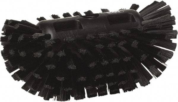 Vikan - 1-1/2" Bristle Length, Polyester Utility Scrub Brush - 5-1/2" Wide Head, 8" OAL, European Threaded Handle, Black, Polypropylene Block - Eagle Tool & Supply