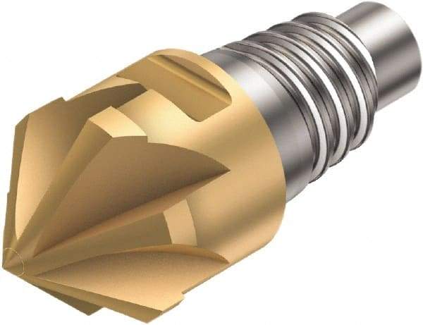 Sandvik Coromant - 316-CM Grade 1030 Carbide Chamfer Milling Tip Insert - TiAlN/TiN Finish, 4 Flutes, 10mm Cutting Diam, 5.6mm Depth of Cut, 12.4mm Extension, 0° Helix - Eagle Tool & Supply
