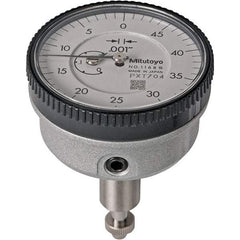 Mitutoyo - 0.2" Range, 50-0 Dial Reading, 0.001" Graduation Dial Drop Indicator - 40mm Dial, 1/2" Range per Revolution, 0.001" Accuracy, Revolution Counter - Eagle Tool & Supply