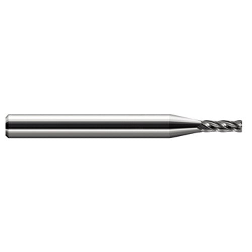 Miniature End Mills - Stub & Standard - 0.1180″ Cutter Diameter × 0.0100″ Radius × 0.1770″ Length of Cut Carbide Corner Radius End Mill, 4 Flutes - Exact Industrial Supply