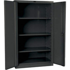 Hallowell - 3 Shelf Locking Storage Cabinet - Steel, 48" Wide x 24" Deep x 60" High, Gray - Eagle Tool & Supply